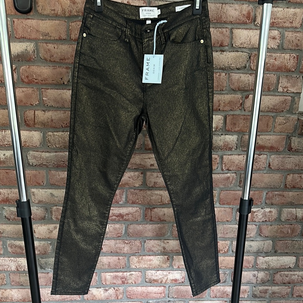 Frame Metallic Gold Jeans